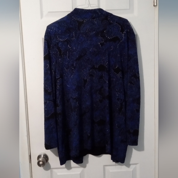 JM Collection Navy and Black Cardigan With Built In Top - Picture 4 of 5